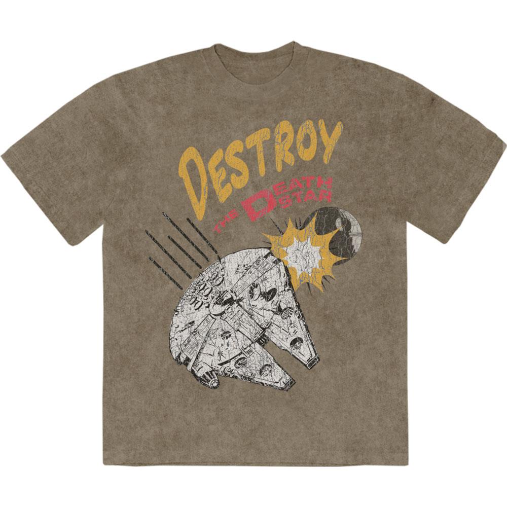 Disney Star Wars - Destroy Death Star Mens Tshirt - Green
